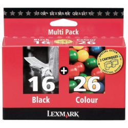 Lexmark 16 / 26 Ink Cartridge, Black, Tri-Colour Multipack, 80D2126
